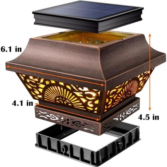 2 Pack Solar Cap Lights Outdoor Waterproof Metal Warm White LED Lighting - Picture 6 of 7